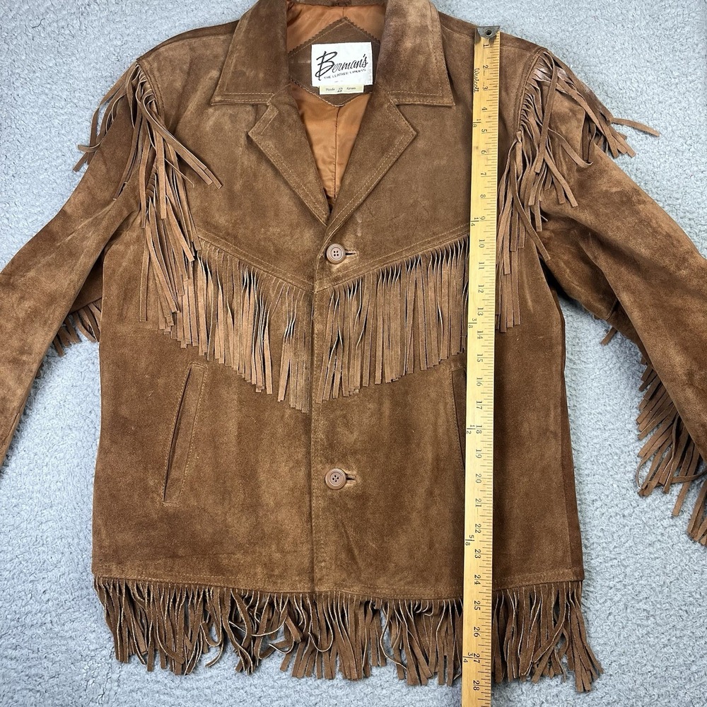 VTG Berman's Buckskin Suede Leather Fringe Jacket Western Boho Cowboy Mens 42 - Picture 11 of 13